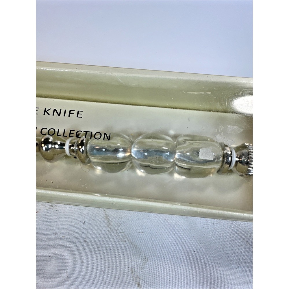 Cheese Knife Mango Moon Collection 9" Clear Lucite Beaded Handle Stainless NIB - Picture 3 of 8